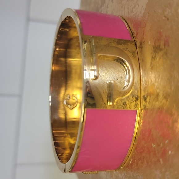 C. Wonder Enamel Initial "J" Hinged Cuff Bangle Bracelet - Picture 7 of 7